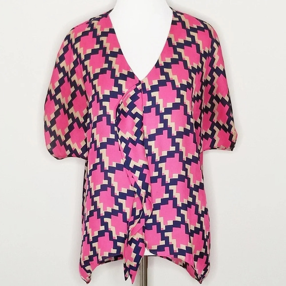 Cynthia Rowley Pink Geometric Print Blouse S - Picture 1 of 5